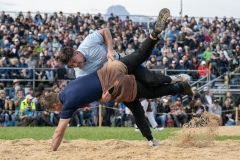 3. Mai 2026. Schwingen - Emmentalisches Schwingfest Oberdiessbach 1.-3. Mai 2026.  Leandro Nägeli gegen Simon Wüthrich (Bild: Rolf Eicher)